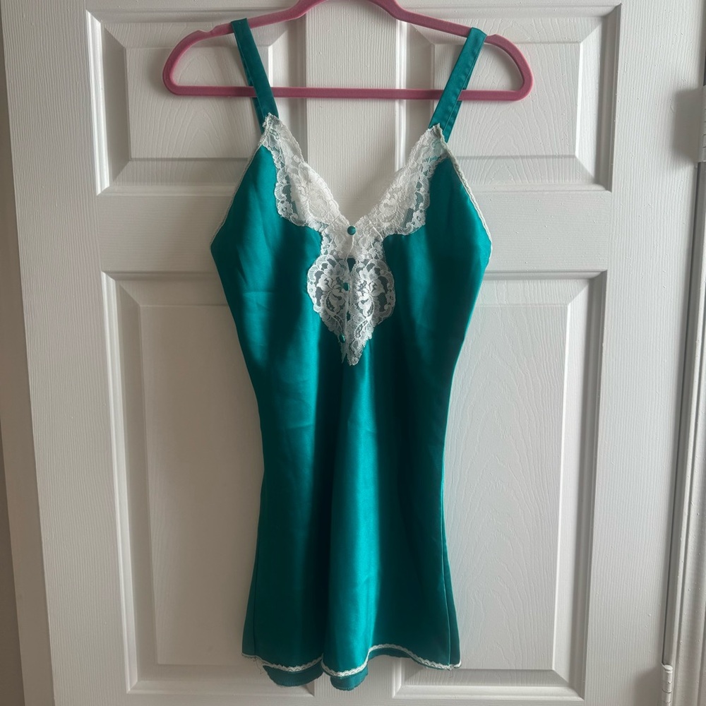 Vintage Green Lace Slip Dress